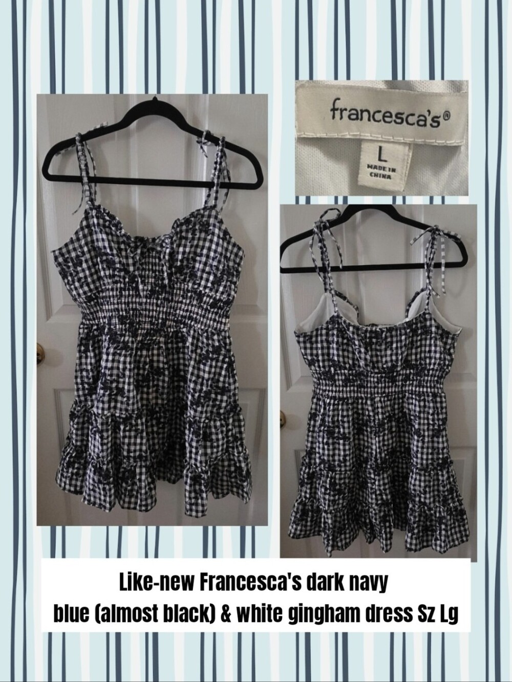 Retails for $72 Like-new Francesca's gingham dress Sz Lg